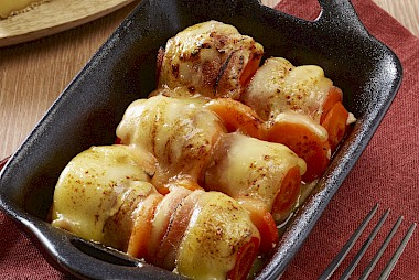 Carottes lardées, gratinées à la Tomme de Savoie IGP