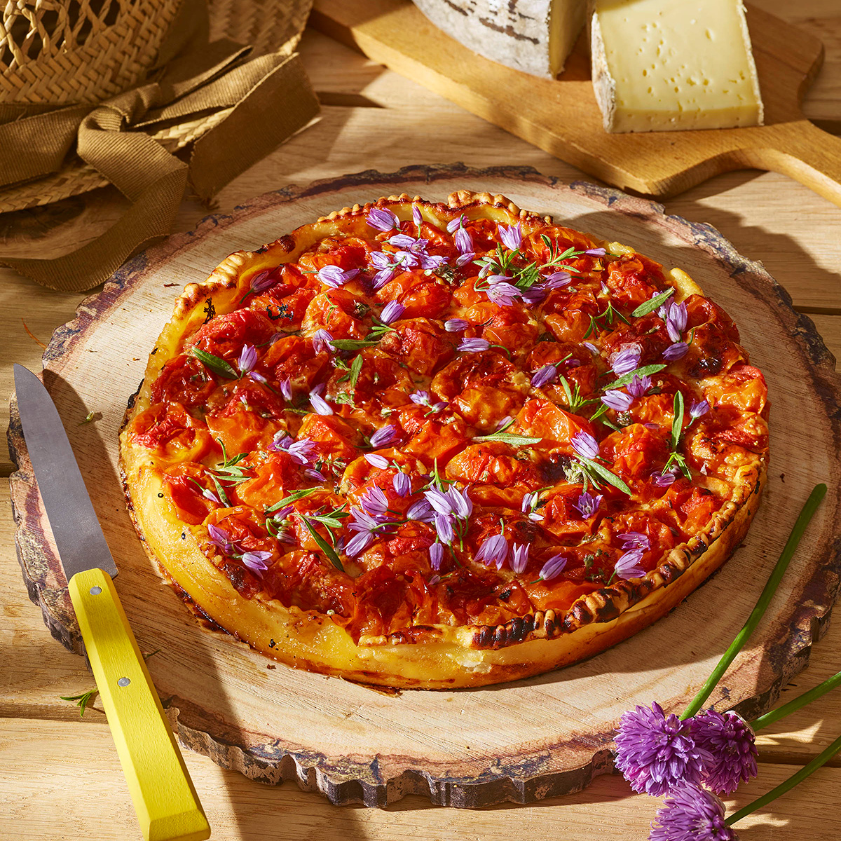 Tarte à la Tomme de Savoie, tomates cerises et miel